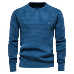 Men's Pure Cotton Solid Color Plaid Pullover Sweater