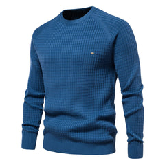 Men's Pure Cotton Solid Color Plaid Pullover Sweater