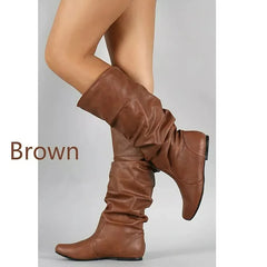 Women's Flat High Round-Toe Comfortable Casual Versatile Spring And Autumn Boots