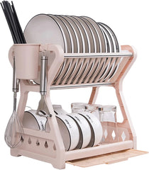 Double-Layer Dish Rack with Drainboard Set