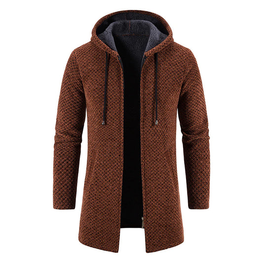 Men's Medium-length Hooded Knitted Cardigan