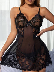 Loose and comfortable lace homewear underwear dress with mesh suspenders