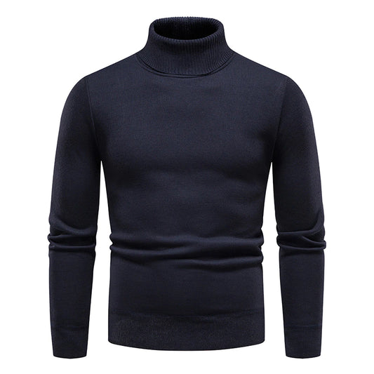 Solid Color Turtleneck Sweater Casual Knitted Bottoming Men's Pullover