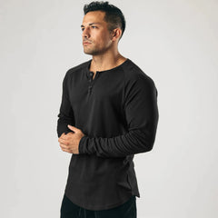 Men's Vintage Long Sleeve V-neck Base Shirt