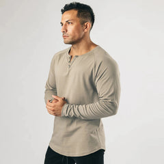 Men's Vintage Long Sleeve V-neck Base Shirt