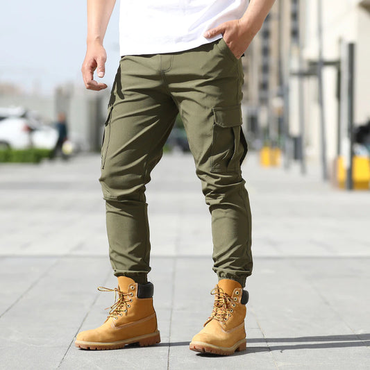 Men's Low-rise Solid Color Stretch Fabric Leisure Time Trousers