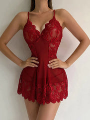 Loose and comfortable lace homewear underwear dress with mesh suspenders