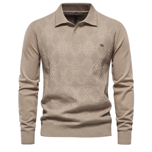 Top Long-Sleeved Men's Sweater with Lapel - Superior Quality Men's Knitted Sweater