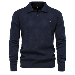 Top Long-Sleeved Men's Sweater with Lapel - Superior Quality Men's Knitted Sweater