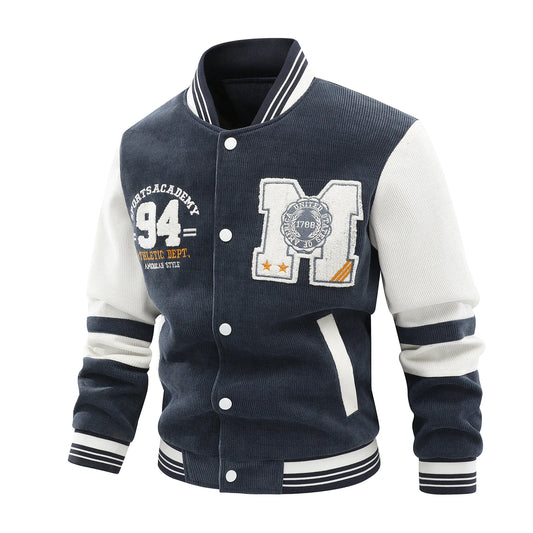 Men's High Quality Cotton Knitted Corduroy Baseball Jacket