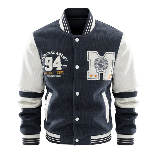 Men's High Quality Cotton Knitted Corduroy Baseball Jacket