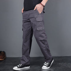 Men's Large Size Straight Fit Loose Sport Multi-pocket Cargo Trousers