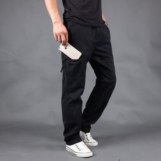 Men's Large Size Straight Fit Loose Sport Multi-pocket Cargo Trousers