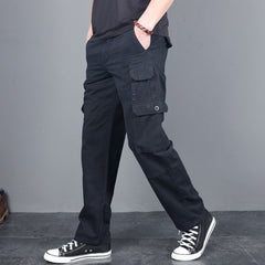 Men's Large Size Straight Fit Loose Sport Multi-pocket Cargo Trousers