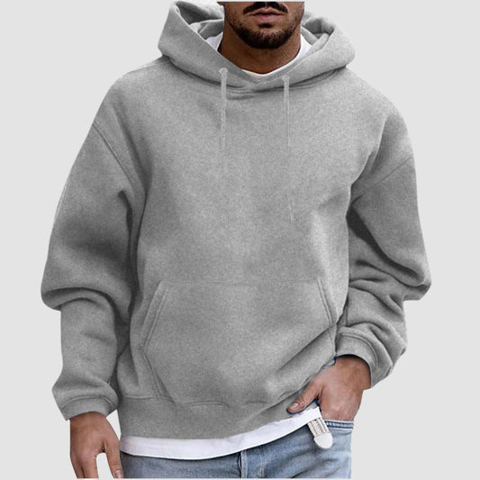 Comfortable Cotton Hoodie Featuring a Minimalistic Solid Color Style