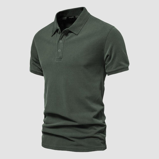 Men's Pure Cotton Lapel Solid Color Short-sleeved T-shirt