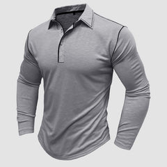 Men's Polyester Fiber Solid Color Long Sleeve Collage/Joining Winter Polo Shirt