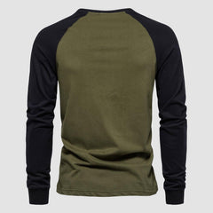 Raglan Sleeve Primer Langarm-Mosaik-Freizeit-Herren-Baumwoll-T-Shirt 