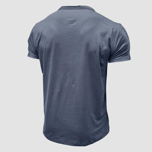 Men's Solid Color Round Neck Short Sleeve T-shirt Summer Cotton Men's T-shirt Top