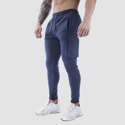 Men's Sports Trousers Stretch Cotton Casual Small Feet Large Size Zipper Pocket Pants