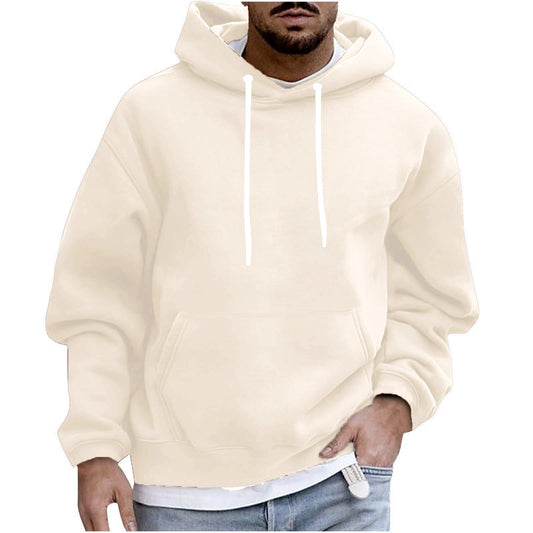 Comfortable Cotton Hoodie Featuring a Minimalistic Solid Color Style