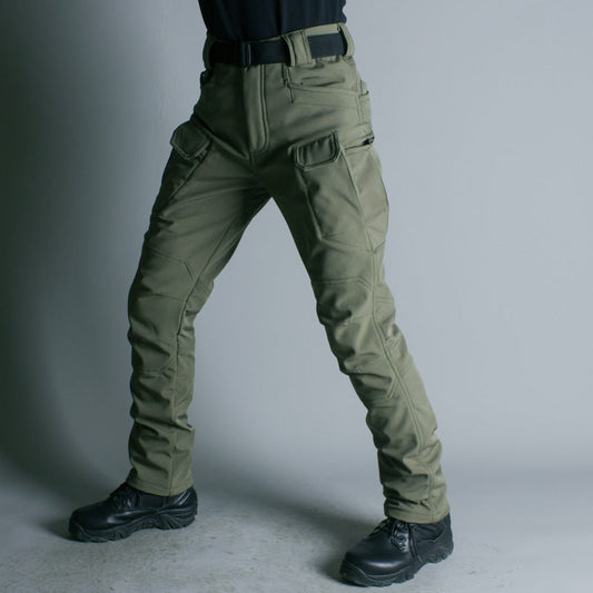 Outdoor soft shell plus fleece warm waterproof cargo pant