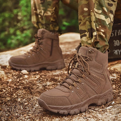 Men's High Top Lace-up Tactical Boots, Anti-skid Wear-resistant Training Boots For Outdoor Adventure