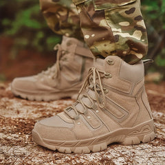 Men's High Top Lace-up Tactical Boots, Anti-skid Wear-resistant Training Boots For Outdoor Adventure